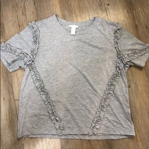 ruffle detail grey t shirt